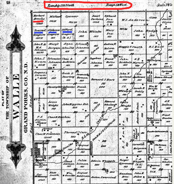 1893 Land Ownership Map of Walle Township, Grand Forks 
